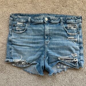 American Eagle Outfitters Blue Distressed Jean Shorts